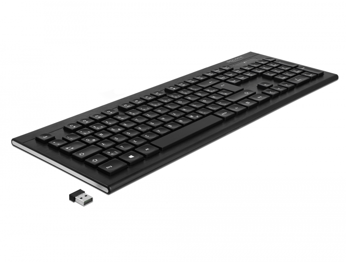 USB Tastatur 2,4 GHz kabellos schwarz (Water-Drop ), Delock® [12671]