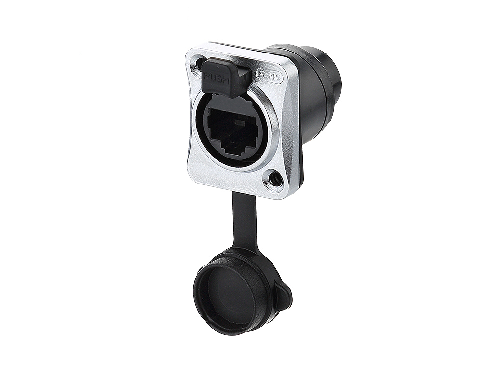 Industrie-Steckverbinder S6 - RJ45 Durchführungskupplung mit Klick Arretierung, RJ45 Buchse beidseitig, Metall, M24, Good Connections®