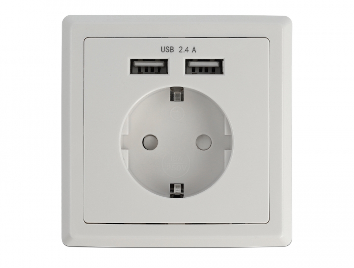 Einbausteckdose mit 2x USB Typ-A Ladeport 2,4 A, Delock® [11471]