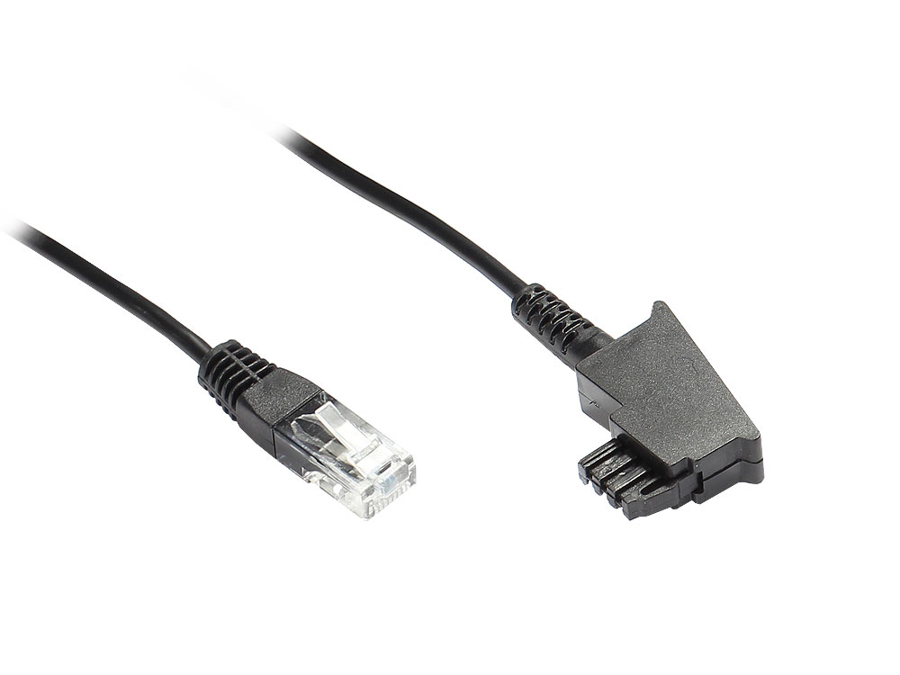 TAE Anschlußkabel DSL / VDSL, TAE-F Stecker an Westernstecker 8P2C, 3m, schwarz, Good Connections®