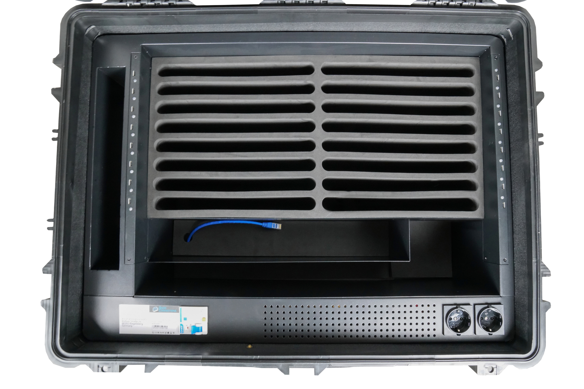 Good Connections® ATON2 T16C Tablet-Ladetrolley, USB-C™ Ausführung, aktive Belüftung, Zusatzsteckdosen, schwarz