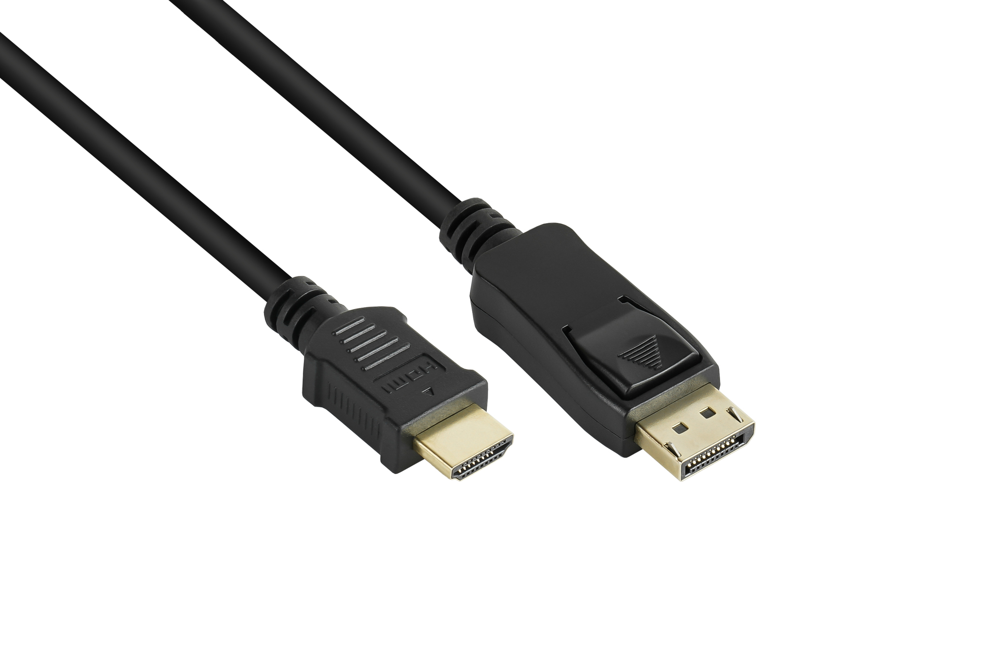 Anschlusskabel DisplayPort 1.2 an HDMI 1.4b, 4K @30Hz, vergoldete Kontakte, CU, schwarz, 5m, Good Connections®