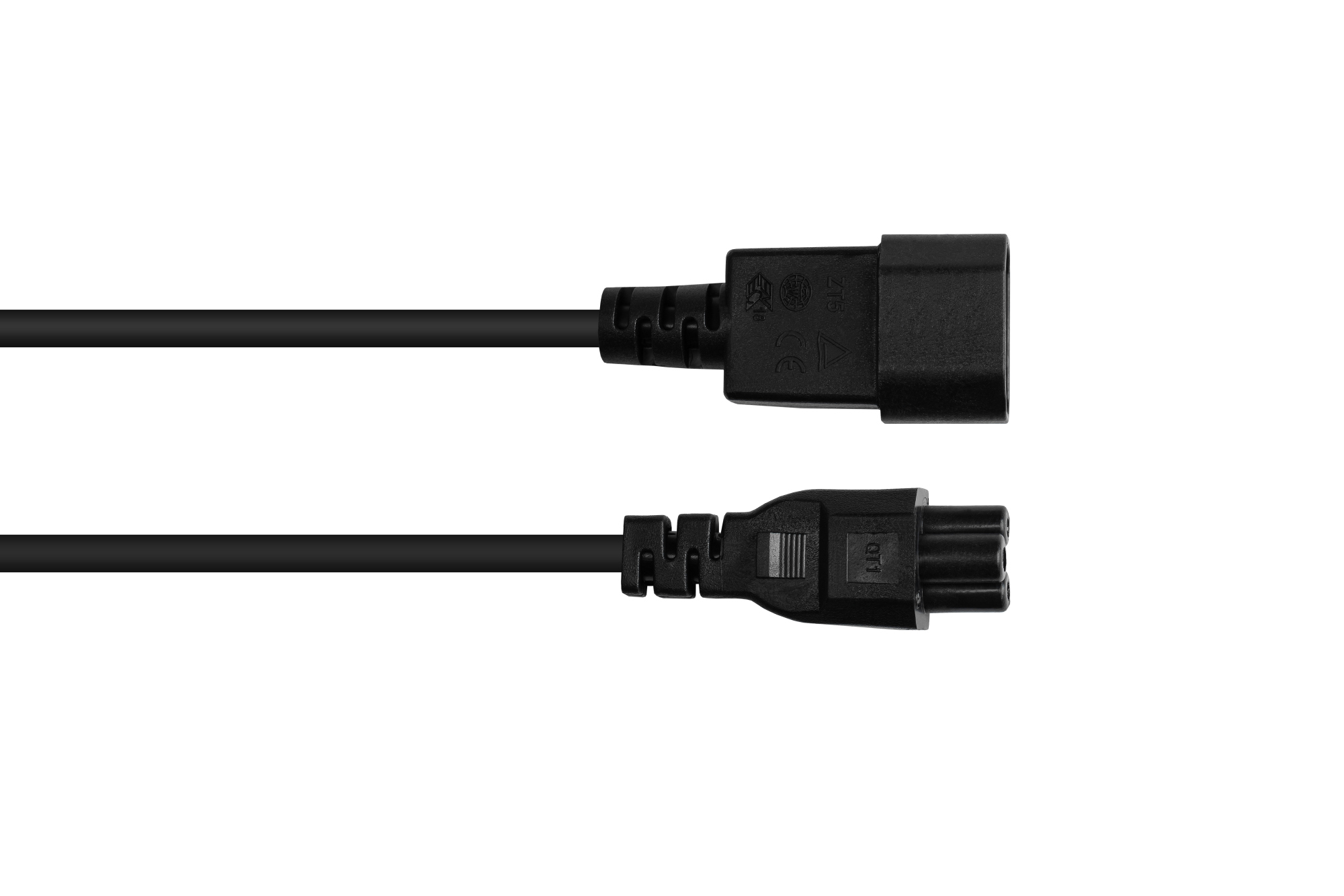 Kaltgeräteverlängerung C14 (gerade) an C5 (gerade), schwarz, 0,75 mm², 1 m, Good Connections®