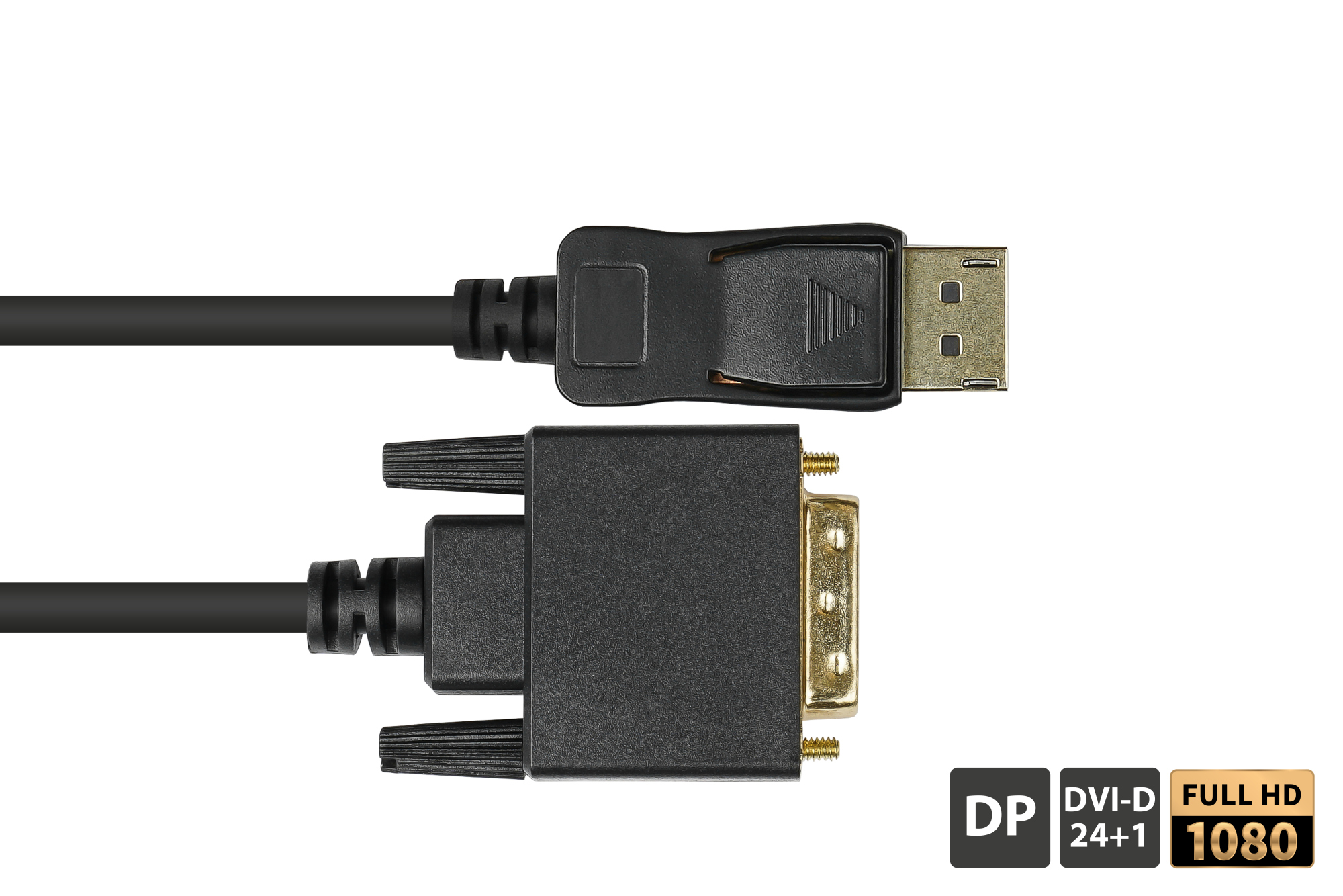 Anschlusskabel DisplayPort an DVI-D 24+1 Stecker, Full HD, vergoldete Kontakte, CU, schwarz, 1,8m, Good Connections®