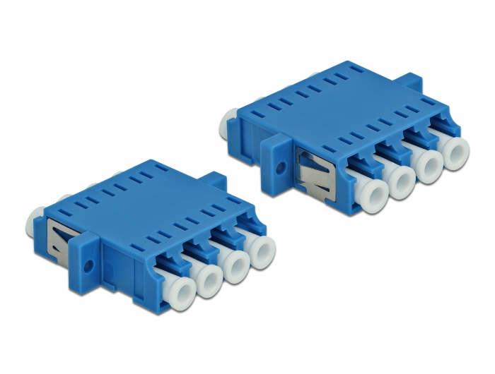 LWL Kupplung LC Quad Buchse zu LC Quad Buchse Singlemode 2 Stück blau, Delock® [86538]