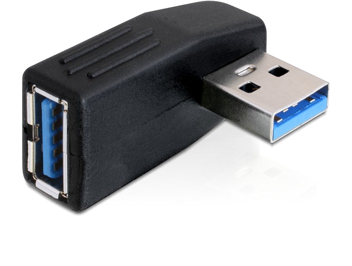 Adapter, USB 3.0, Stecker an Buchse, 90° (horizontal gewinkelt), Delock® [65341]