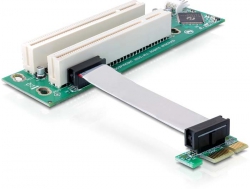 Schnittstellenkarte, Riser PCI Express x1 an 2x PCI 32Bit 5 V mit flexiblem Kabel, 9 cm links gerichtet, Delock® [41341]