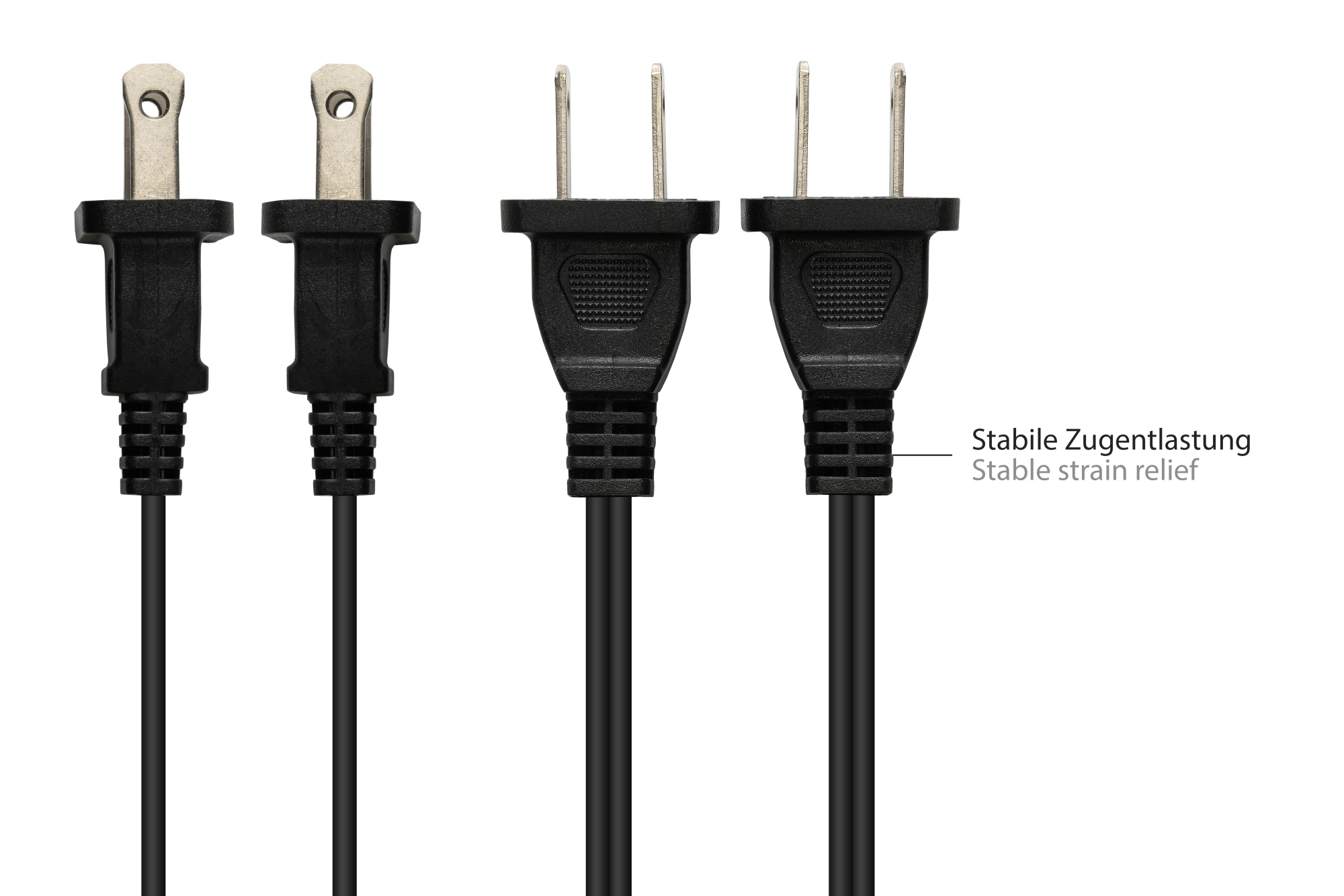 Netzkabel Amerika/USA Typ A (NEMA 1-15P) an C7/Euro 8 Buchse (gerade), UL, schwarz, AWG18, 1,8 m, Good Connections®