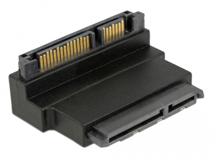 Adapter SATA 22 Pin Buchse mit Einrastfunktion zu Stecker - gewinkelt unten, Delock® [63943]