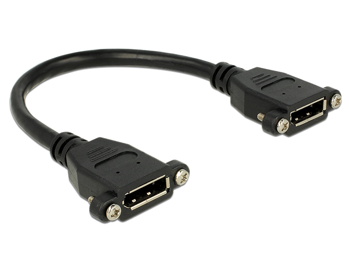 Kabel DisplayPort 1.2 Buchse an DisplayPort Buchse anm Einbau, 4K 60Hz, schwarz, 0,25m, Delock® [85113]