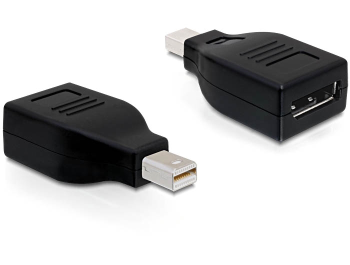 Adapter Displayport mini Stecker an Displayport Buchse, schwarz, Delock® [65238]