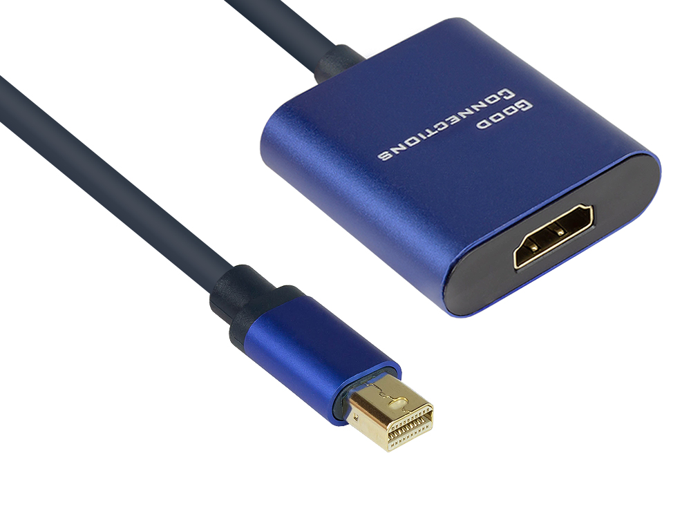 Adapter Mini DisplayPort 1.4 Stecker an HDMI 2.0 Buchse, 4K UHD @60Hz, Aluminium-Gehäuse, ca. 20cm, Good Connections®