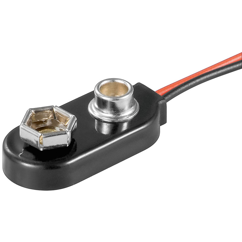 Batterieclip für 9-V Blöcke , I-Form; 15 x 5 mm Kabellänge: 140 mm