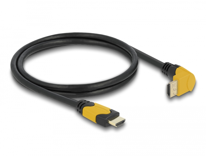 High Speed HDMI Kabel Stecker gerade zu Stecker 90° oben gewinkelt 48 Gbps 8K 60 Hz 1 m, Delock® [86988]