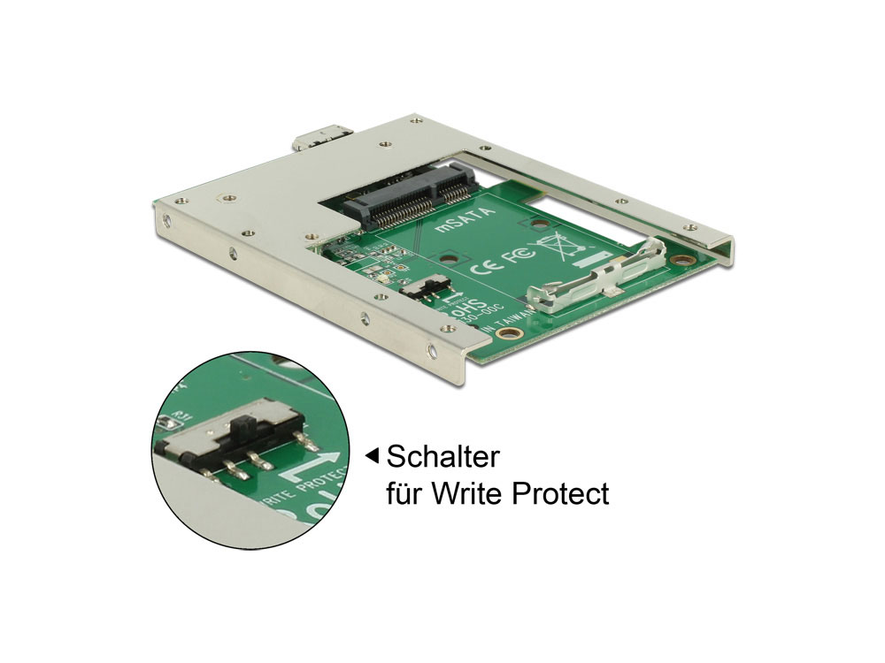 Konverter USB 3.0 an mSATA mit 2.5" Rahmen (7 mm), Delock® [62468]