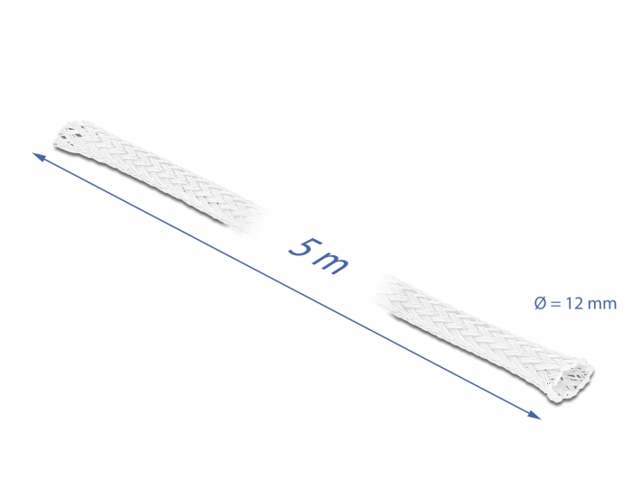 Geflechtschlauch dehnbar 5 m x 12 mm weiß, Delock® [20694]