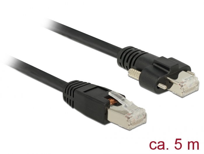 Kabel RJ45 Stecker > RJ45 Stecker mit Schrauben Cat.6 SSTP 5 m, Delock® [85670]