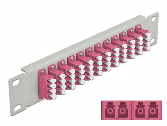 10" LWL Patchpanel 12 Port LC Quad violett 1 HE grau, Delock® [66800]