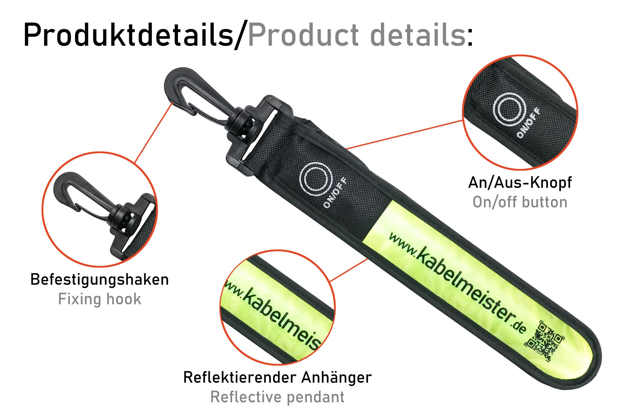 kabelmeister@ LED Leuchtband mit Befestigungshaken 4er-Set, blau und grün/gelb