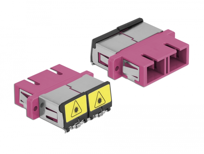 LWL Kupplung mit Laserschutzklappe SC Duplex Buchse zu SC Duplex Buchse Multimode violett, Delock® [86896]