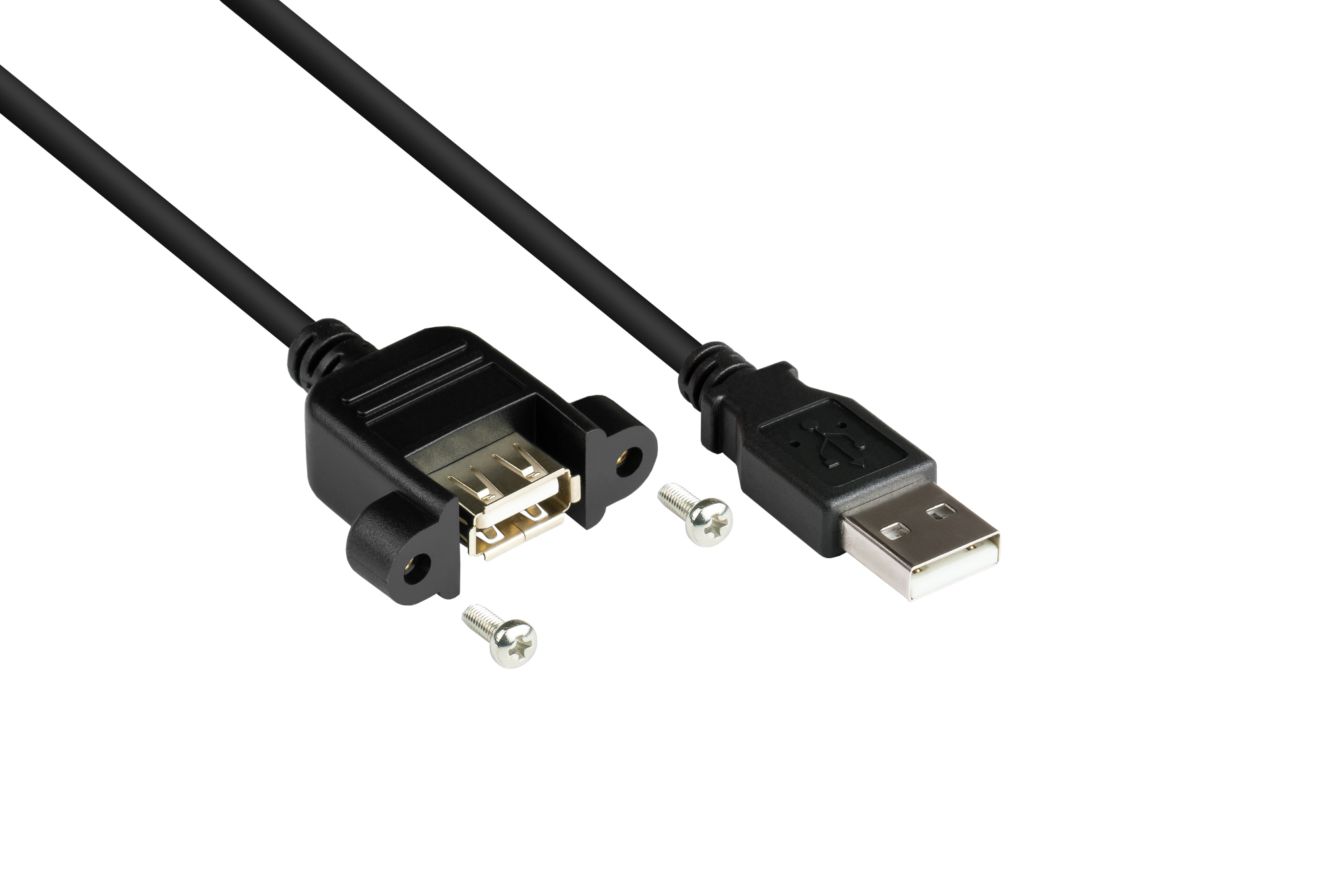 Verlängerung USB 2.0 Stecker A an Einbaubuchse A, CU, schwarz, 1m, Good Connections®