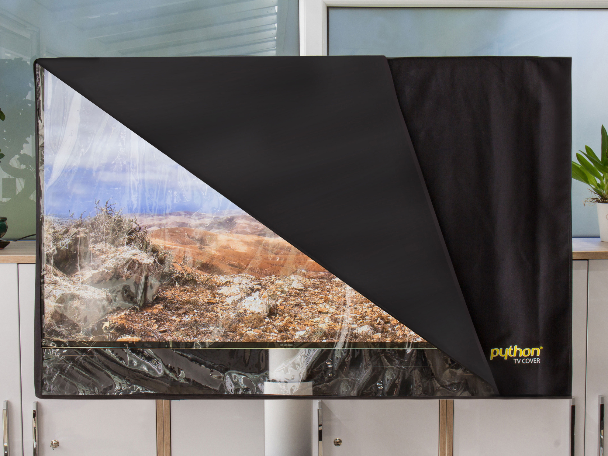 Python® Series TV-Cover Indoor/Outdoor – wetterfester Universalschutz für Ihr TV oder Monitor, 101x63 cm, 40“ bis 43“