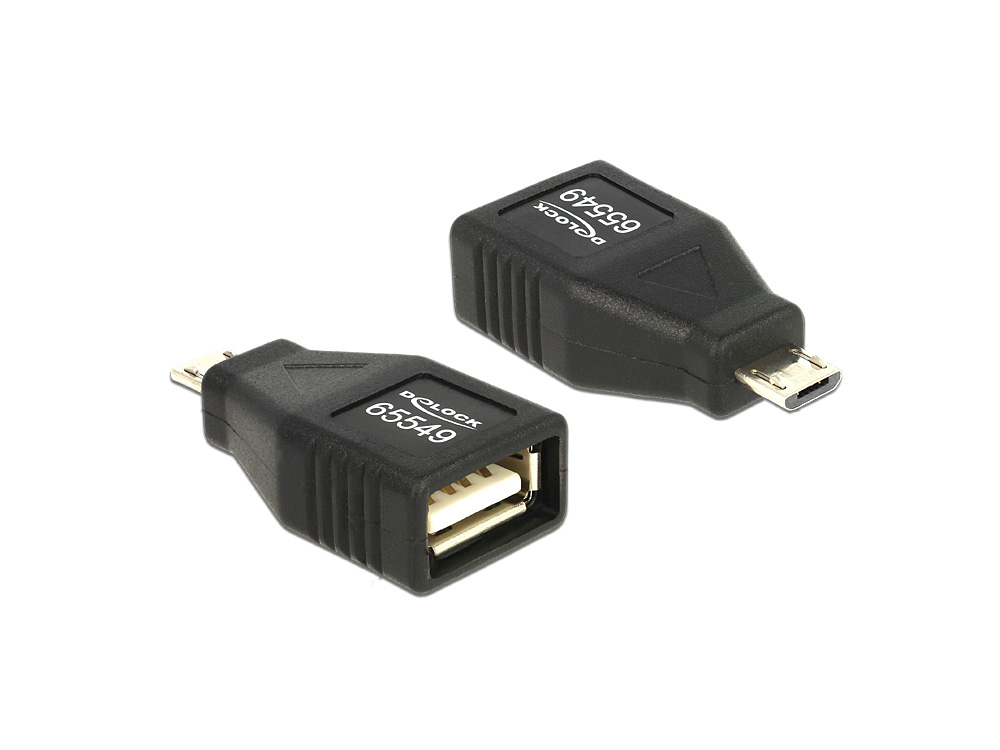 Adapter USB Micro B Stecker an USB 2.0 Buchse, OTG, voll geschirmt, Delock® [65549]