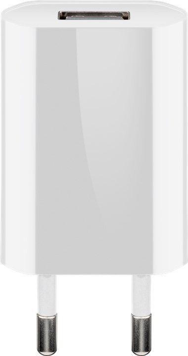 USB-Ladegerät, 1 Port, 1A, flache Bauform, inkl. Anschlusskabel USB Stecker A an Stecker Mirco B, weiß, 1m