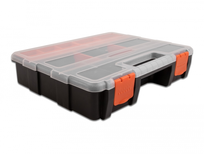 Sortimentsbox mit 21 Fächern 290 x 220 x 60 mm orange / schwarz, Delock® [18416]