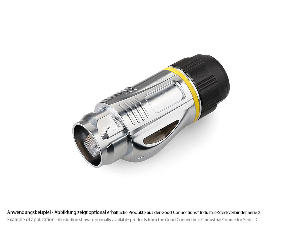 Industrie-Steckverbinder S2 - Unbestückter Stecker, Aussparung für RJ45 Stecker, Metall, M24, IP67, Good Connections®