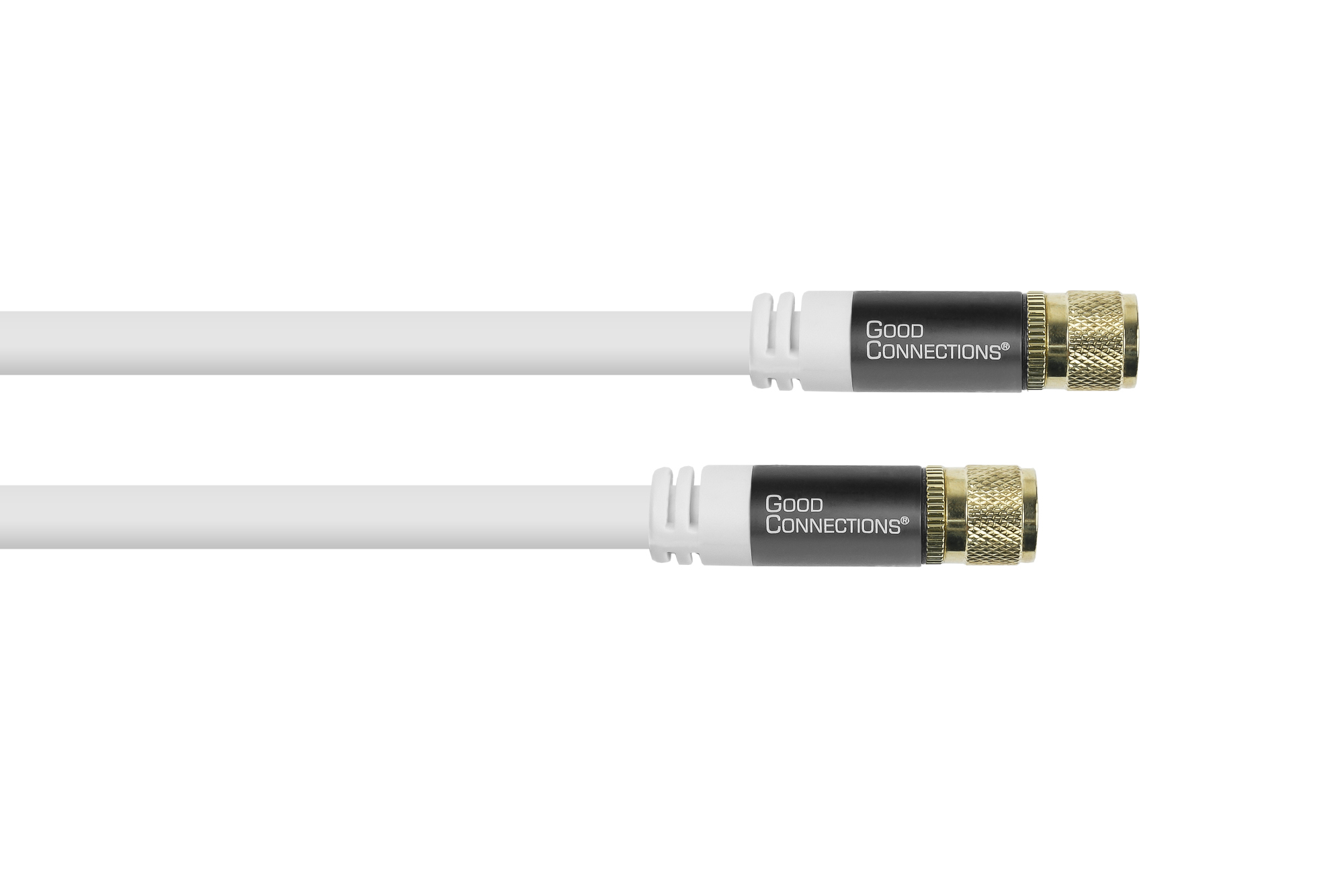 SAT Antennenkabel SmartFLEX, F-Stecker an F-Stecker, vergoldet, vierfach geschirmt, 120 dB, 75 Ohm, CU, weiß, 5m, Good Connections®