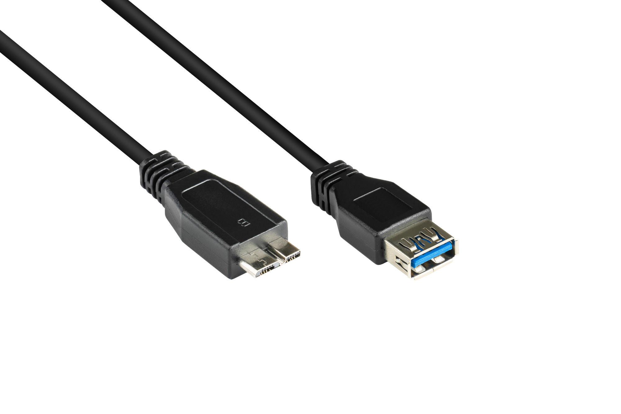 Adapterkabel USB 3.0 OTG (On-the-go), Stecker Micro B an Buchse A, schwarz, 0,1m, Good Connections®