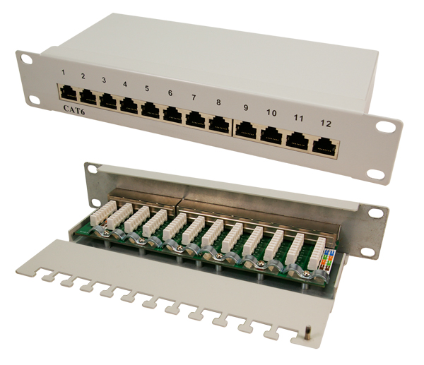 LogiLink® Cat. 6 Patchpanel, 10", 12-port, geschirmt [NP0041]
