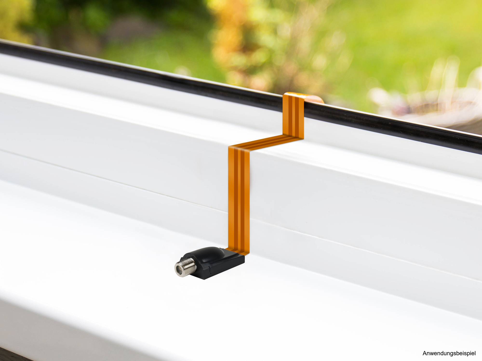 SAT Fensterdurchführung High-Quality, Gesamtlänge inkl. Stecker 26,5cm, flexible Länge 17,5cm, transparent, Good Connections®