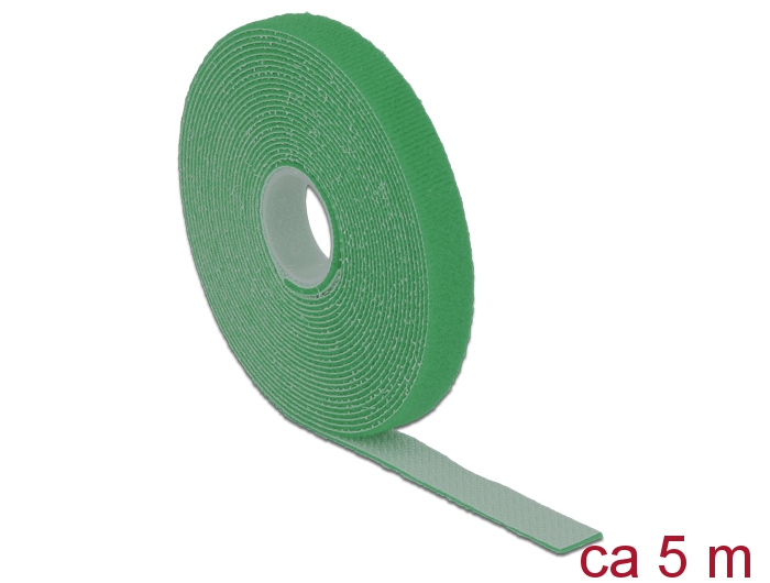 Klett-Kabelbinder L 5m x B 13mm, Rolle, grün, Delock® [18727]