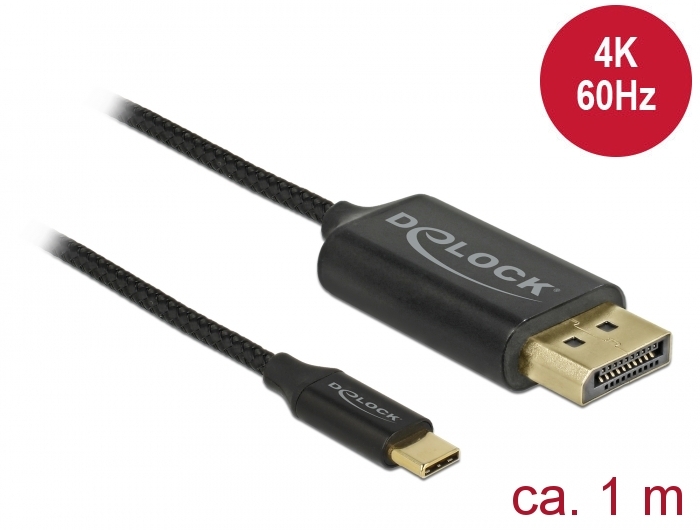 USB Kabel Type-C zu DisplayPort (DP Alt Mode) 4K 60 Hz 1 m koaxial, Delock® [83709]