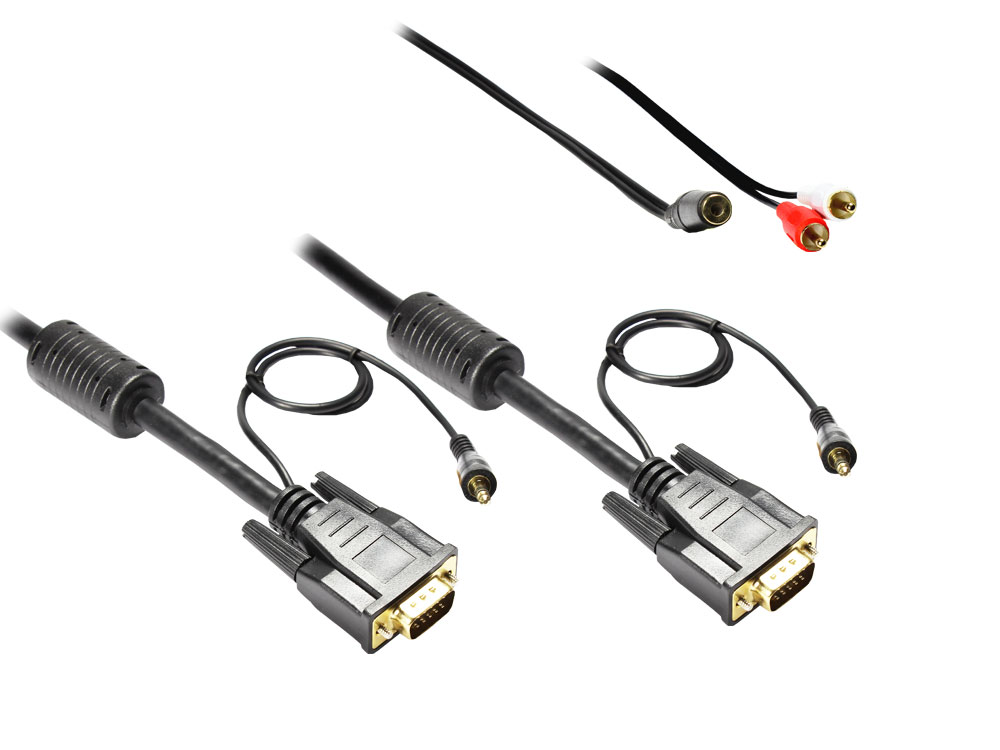 Anschlusskabel S-VGA St. + 3,5mm Klinke St. an S-VGA St. + 3,5mm Klinke St., 3m, Good Connections®