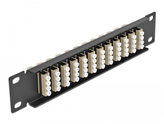 10" LWL Patchpanel 12 Port LC Quad beige 1 HE schwarz, Delock® [66778]