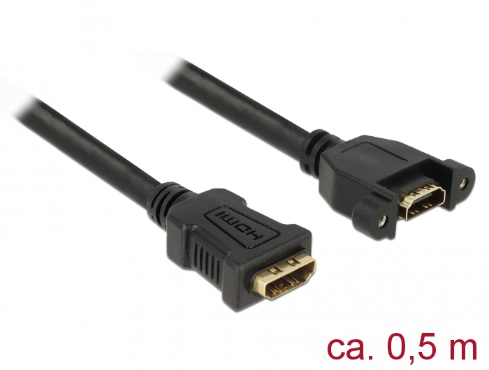 Kabel HDMI-A Buchse an HDMI-A Buchse zum Einbau, 4K 30 Hz, schwarz, 0,5 m, Delock® [85465]