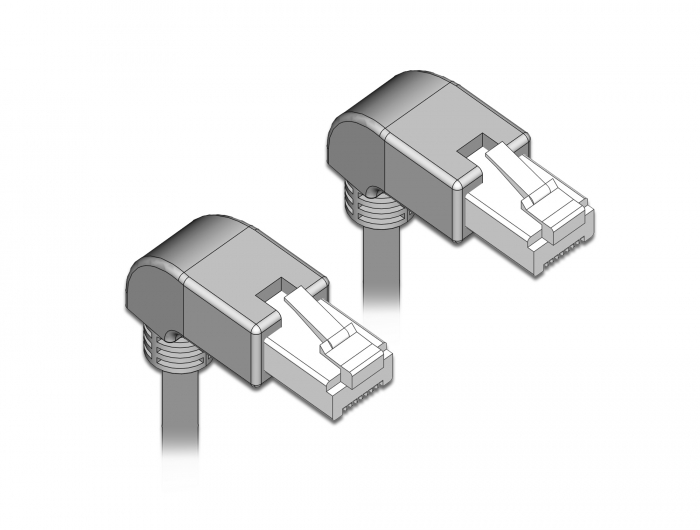 Netzwerkkabel RJ45 Cat.6A S/FTP unten / unten gewinkelt, grau, 2 m, Delock® [85878]