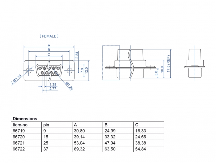 D-Sub 9 Pin Crimp Buchse, Metall, 4 Stück, Delock® [66719]