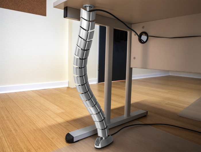 Kabelkanal für Schreibtisch 740 x 75 mm höhenverstellbar silber, Delock® [20796]