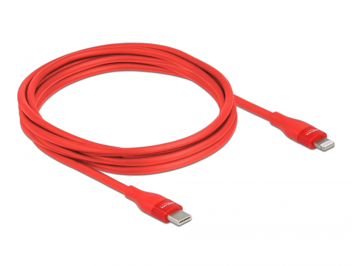 Daten- und Ladekabel USB Type-C™ zu Lightning™ für iPhone™, iPad™ und iPod™ rot 2 m MFi, Delock® [86635]