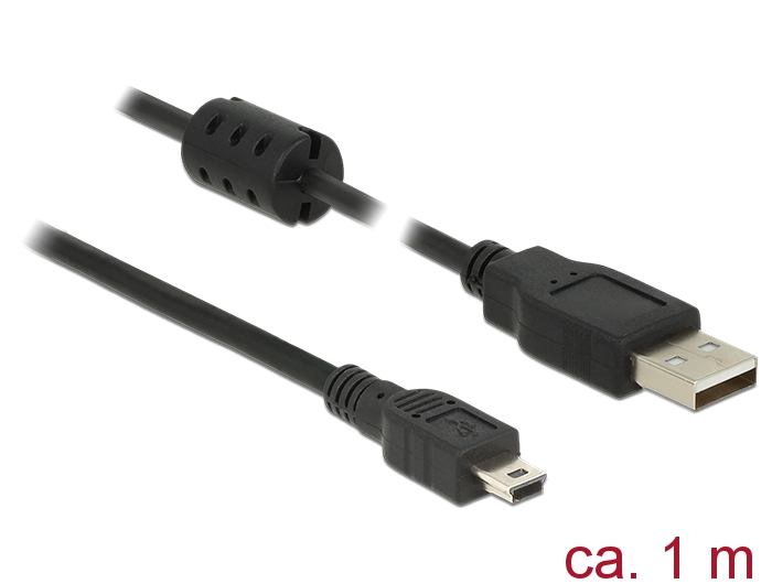 USB Kabel 2.0 Typ-A Stecker an USB 2.0 Mini-B Stecker, schwarz, 1,0 m Delock® [84912]