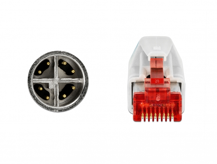 Netzwerkkabel M12 8 Pin X-kodiert an RJ45 Stecker PVC, wasserblau, 3 m, Delock® [85427]