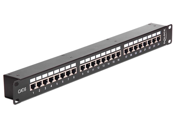 Patchpanel Kupplung-Panel 19" Cat.6, geschirmt, 24-Port, schwarz, Delock® [43295]