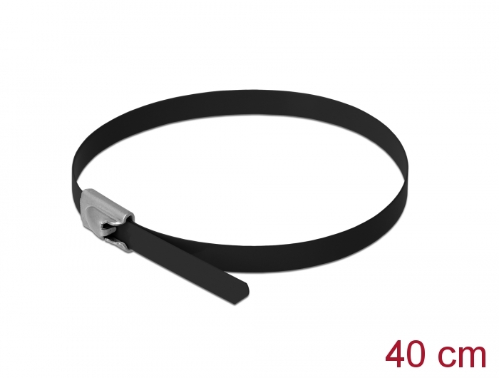 Edelstahlkabelbinder L 400 x B 4,6 mm schwarz 10 Stück, Delock® [18811]