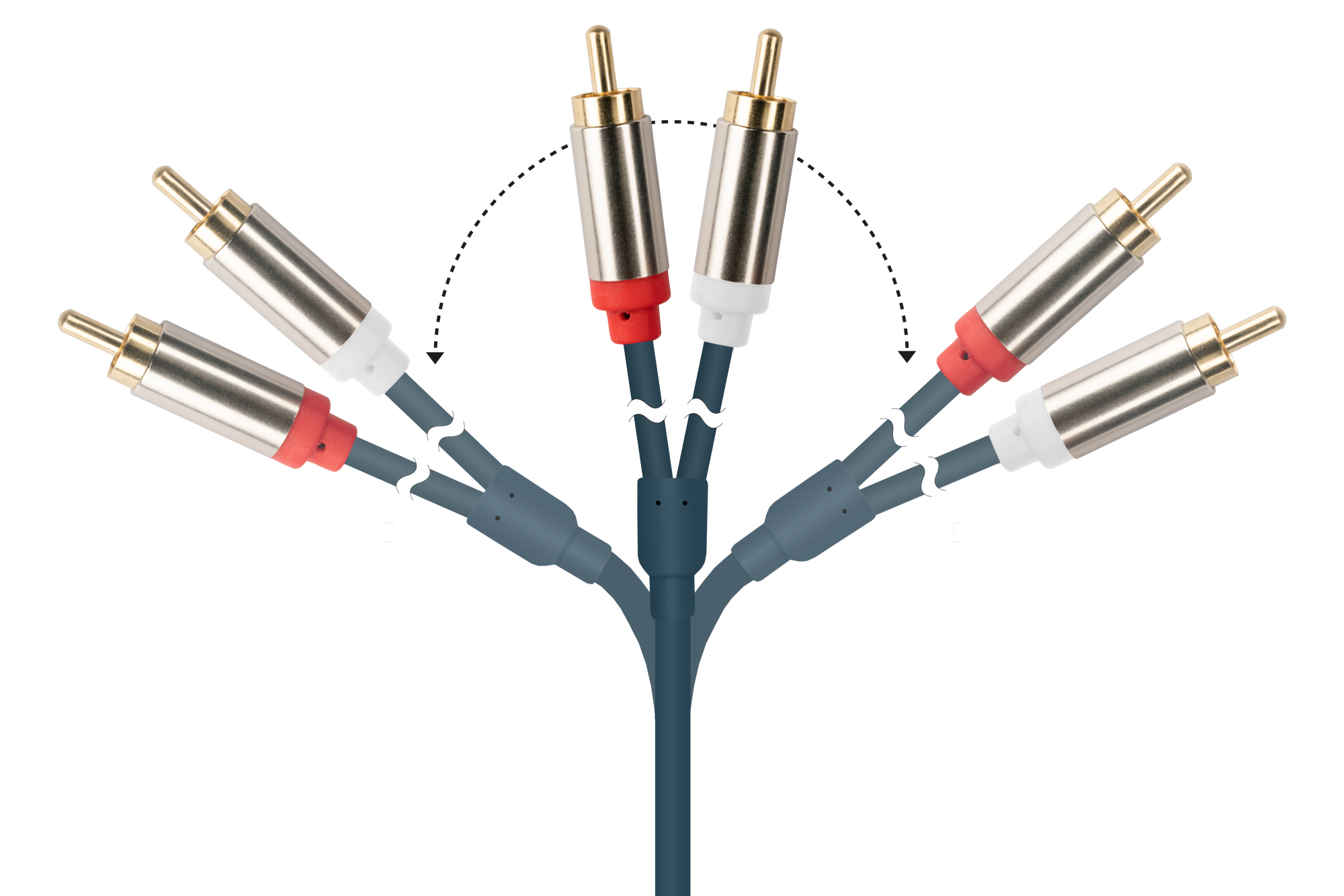 Audio Anschlusskabel SmartFLEX, High-Quality, 3-poliger 3,5mm Klinkenstecker gewinkelt an 2x RCA/Cinch Stecker, dunkelblau, 1m, Good Connections®