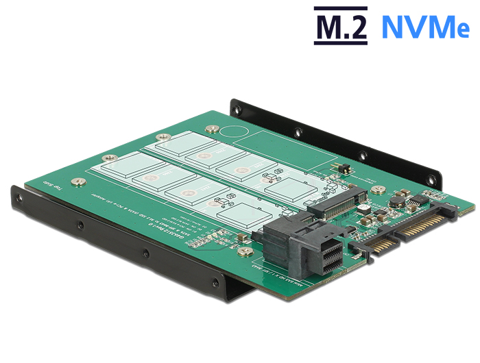 3,5" Konverter SATA 22 Pin / SFF-8643 NVMe an 1x M.2 Key M + 1x M.2 Key B, Delock® [62704]
