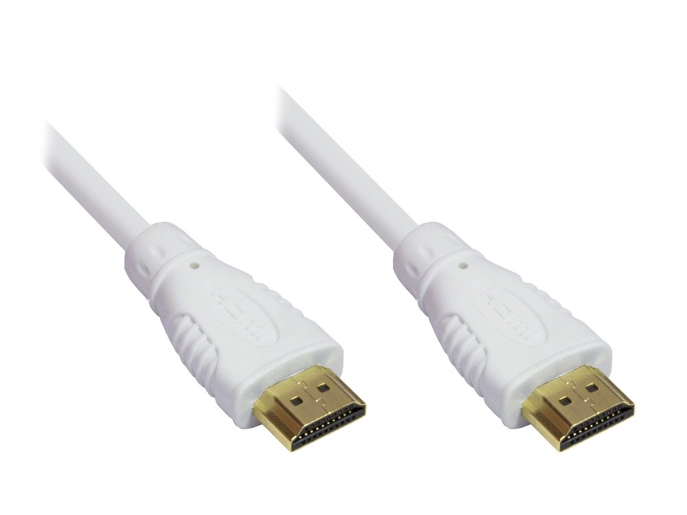 Anschlusskabel High-Speed-HDMI®-Kabel mit Ethernet, vergoldete Stecker, weiß, 0,5m, Good Connections®